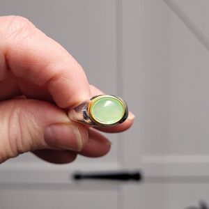 Hand Crafted Silver Ring with Green Gemstone